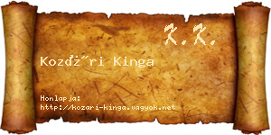 Kozári Kinga névjegykártya